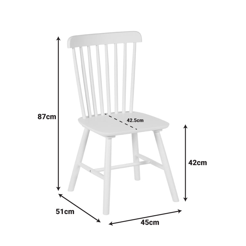 Стол от каучуково дърво Melia  в бял нюанс 45x51x87см