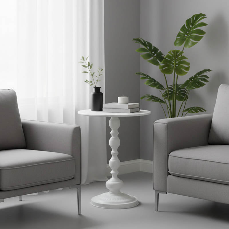 Метална странична маса anesor в кремав цвят d40x52 см