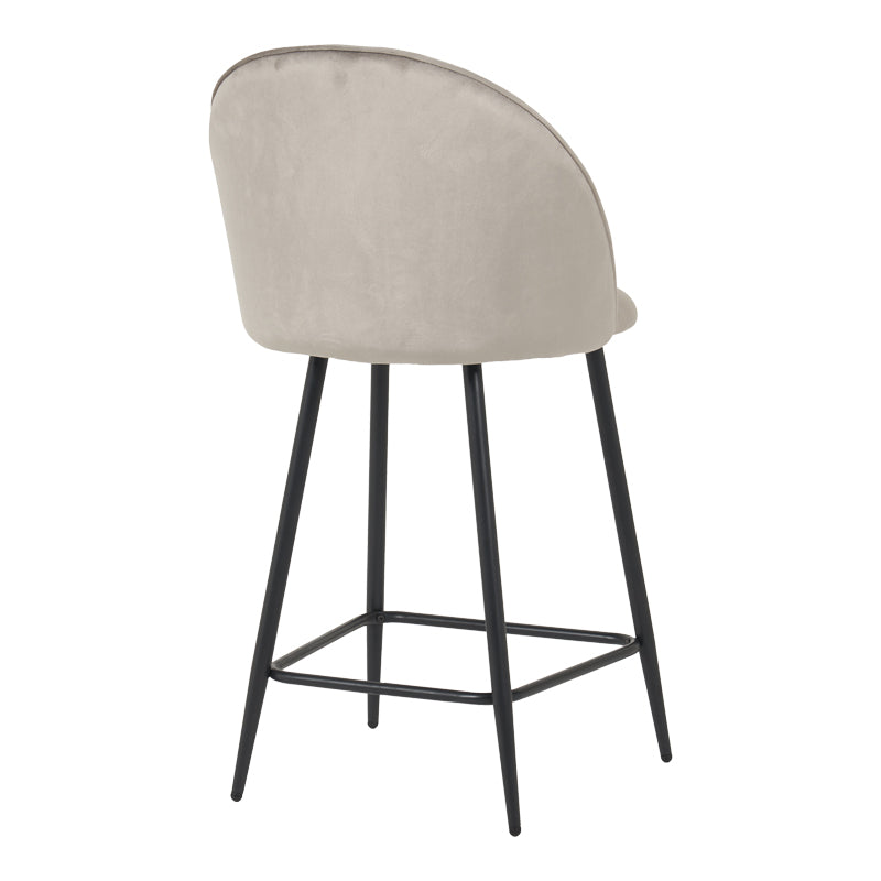 Бар стол със средна височина PERCH  кадифен, в сиво с черни метални крака 50x43x99см