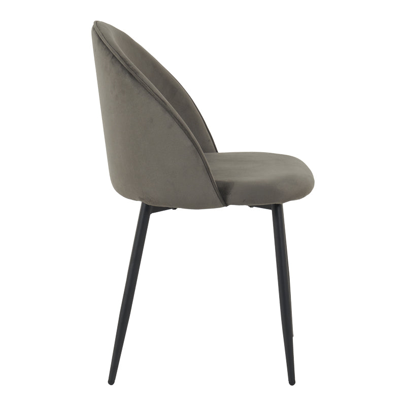 Кадифен стол PERCH в антрацит с черни метални крака 50x43x82см