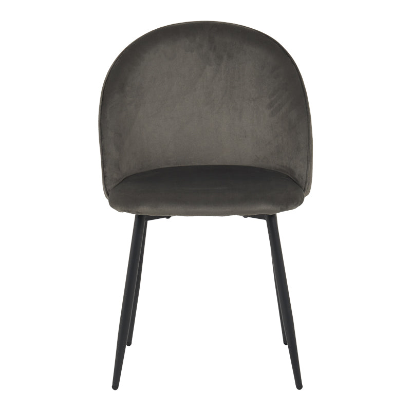 Кадифен стол PERCH в антрацит с черни метални крака 50x43x82см