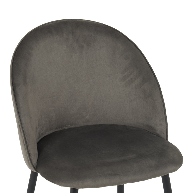 Кадифен стол PERCH в антрацит с черни метални крака 50x43x82см