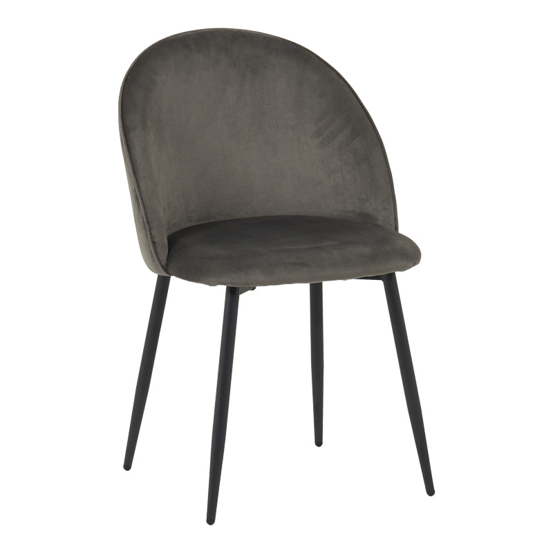 Кадифен стол PERCH в антрацит с черни метални крака 50x43x82см