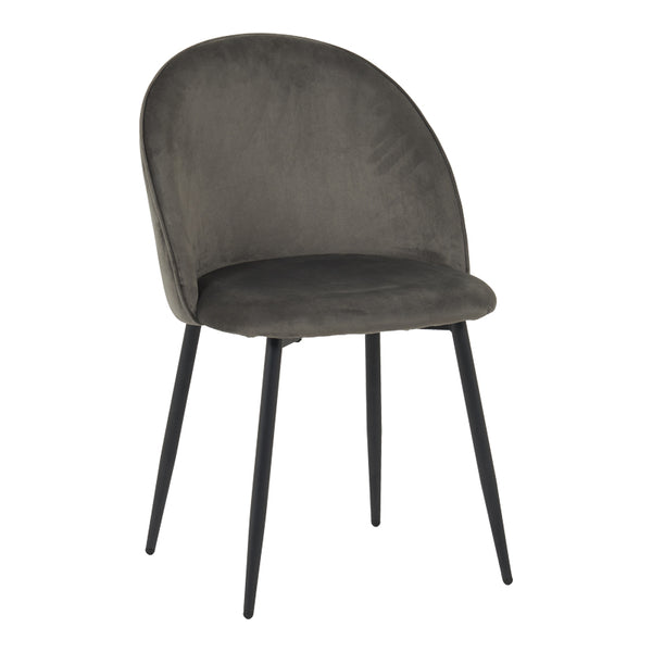 Кадифен стол PERCH в антрацит с черни метални крака 50x43x82см