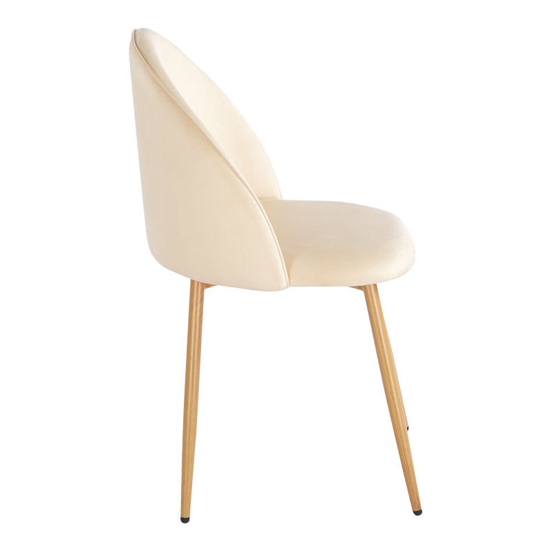 Стол perch кремав кадифен - метален крак в естествен цвят 50x43x82см