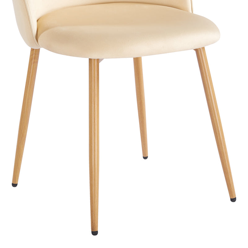 Стол perch кремав кадифен - метален крак в естествен цвят 50x43x82см