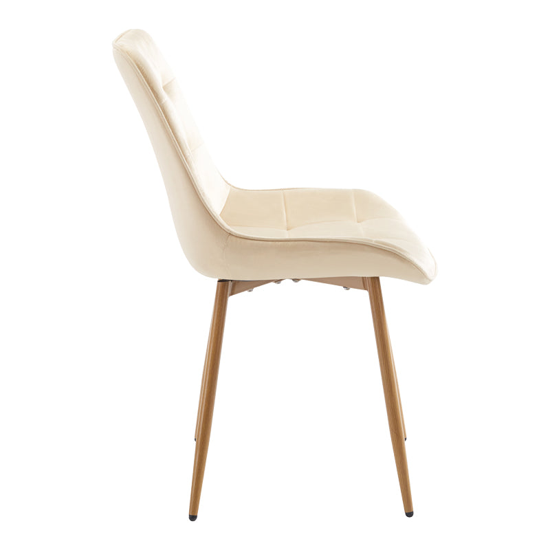 Стол BERNE кремаво кадифе- крак в естествен цвят 53x62x84см