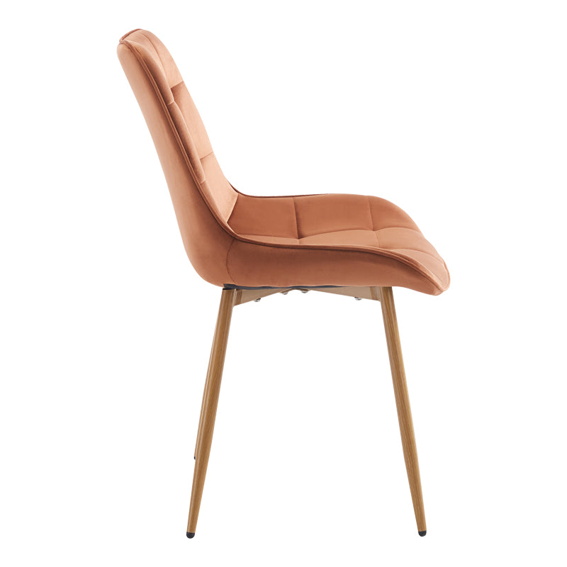 Стол BERNE кафяво кадифе- крак в естествен нюанс, 53x62x84см