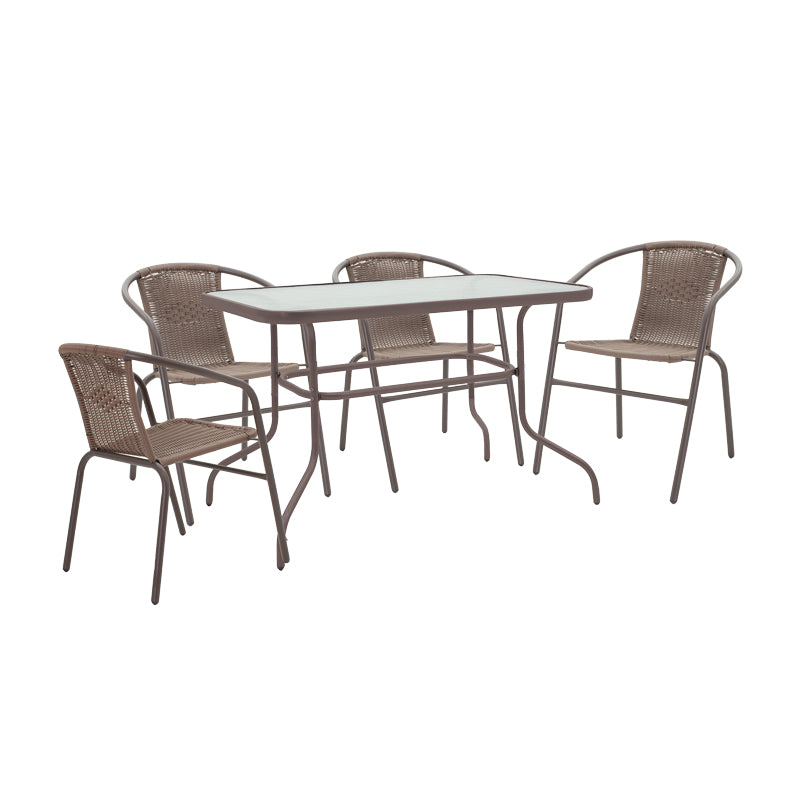 Трапезен комплект 5бр VALOR-OBBI pe кафяв-метал 110x60x70см