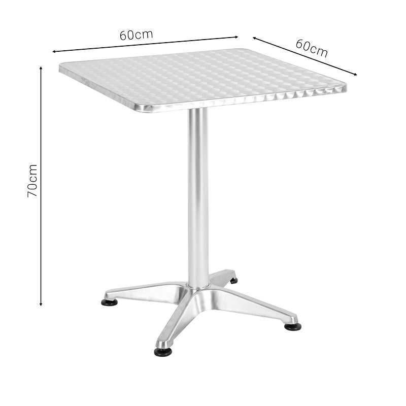 Трапезен комплект Zircu-Lazo II комплект от 3 броя хром алуминий с маса D60x60x70cm