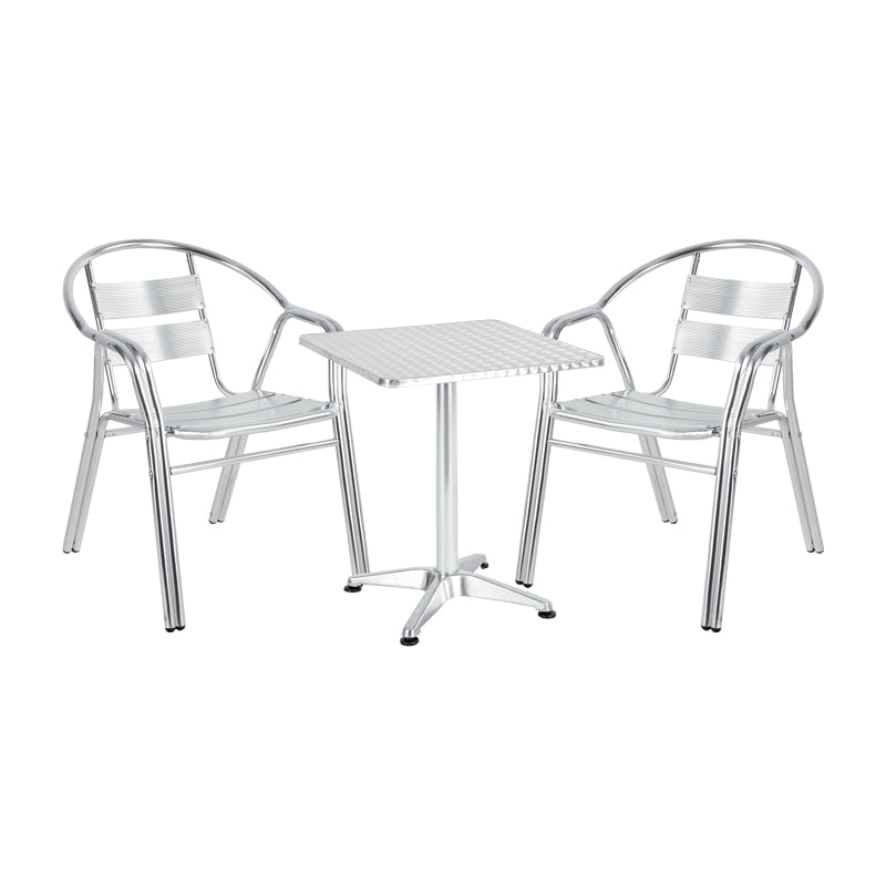 Трапезен комплект Zircu-Lazo II комплект от 3 броя хром алуминий с маса D60x60x70cm