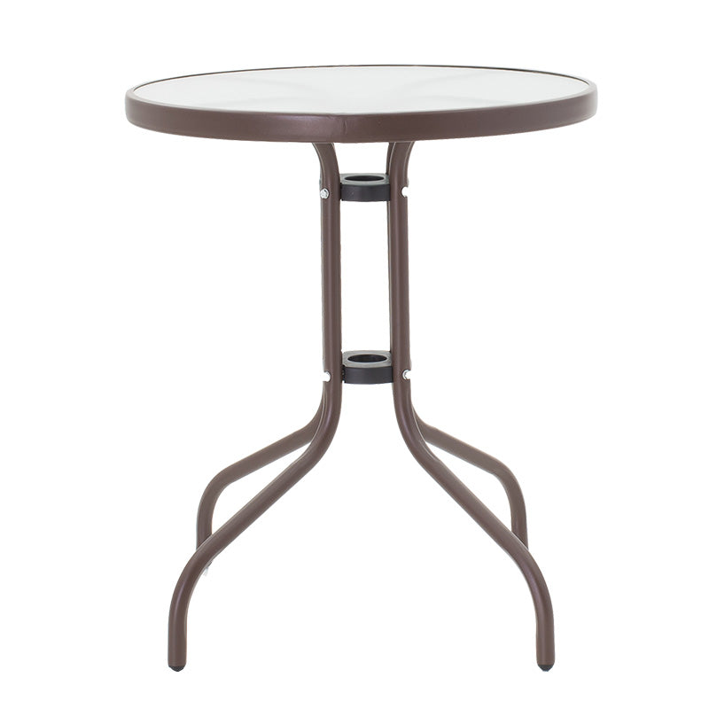 Комплект трапезна маса Obbi-Watson от 3 броя кафяви метални PE с маса D60x70cm