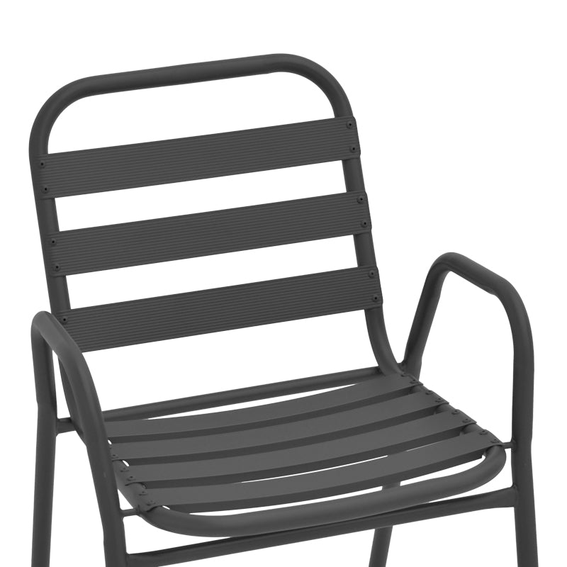 Фотьойл Sussie стек тъмносив метал с алуминиеви ламели 45x62x76см