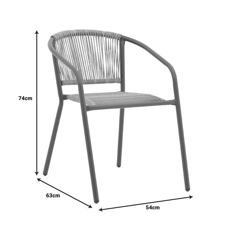 Стол Lindaria  метален  тъмно сив цвят и полиратан в естествен цвят 54x63x74см