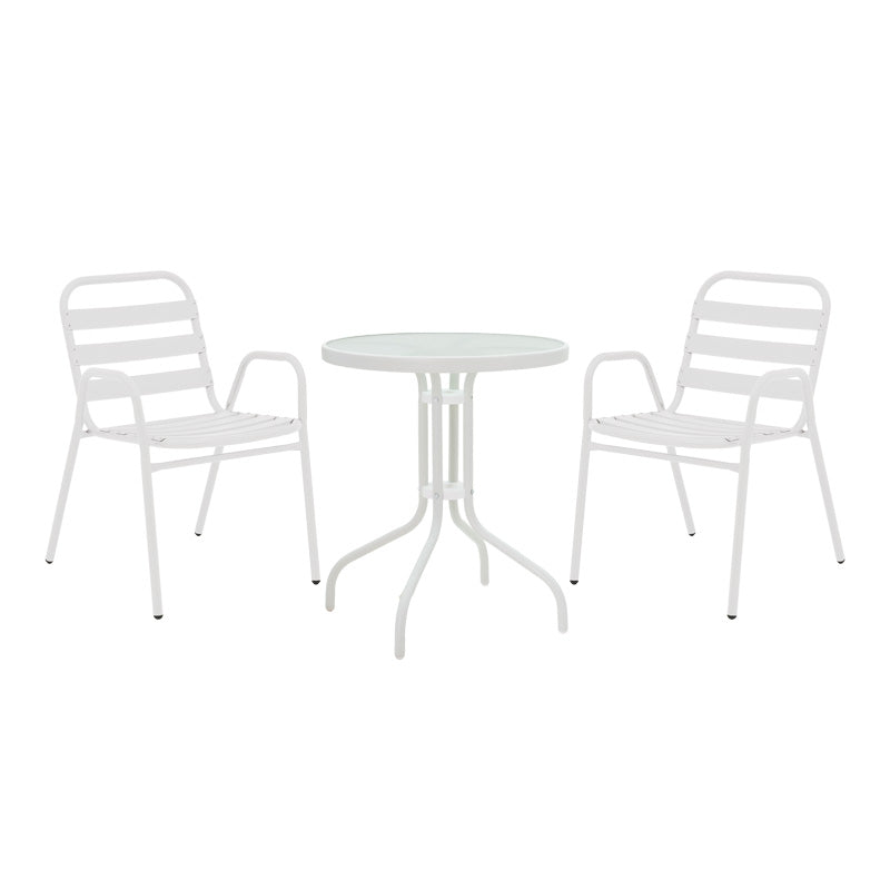 Градински комплект Watson-Sussie бял метал-стъкло Φ60x70см