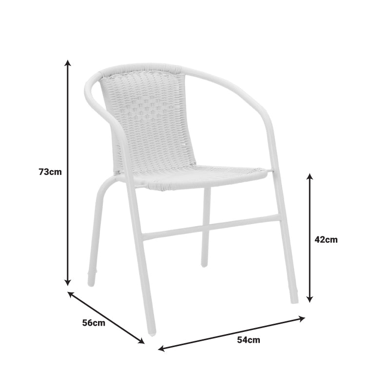 Градински комплект Watson-Obbi бял метал-стъкло маса 70x70x70см