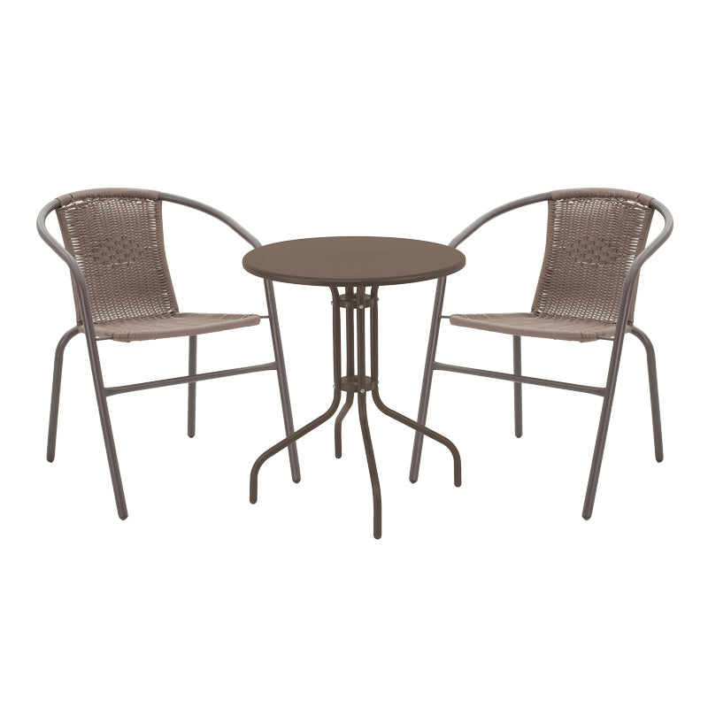 Градински комплект Vergo-Obbi кафяв метал с маса Φ60x70см