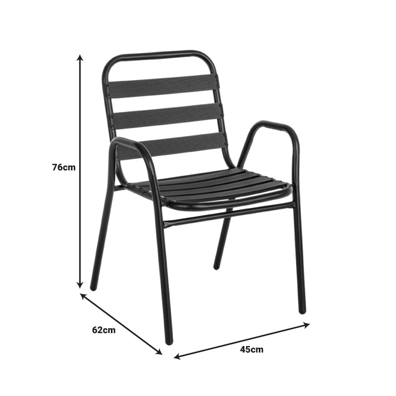 Трапезна комплект  SUSSIE-ENSURE от 5бр метал-стъкло в черен цвят 140x80x70см