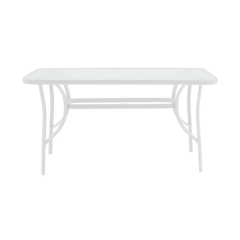 Трапезен комплект SUSSIE-ENSURE 5бр метал-стъкло бял цвят 120x70x70см