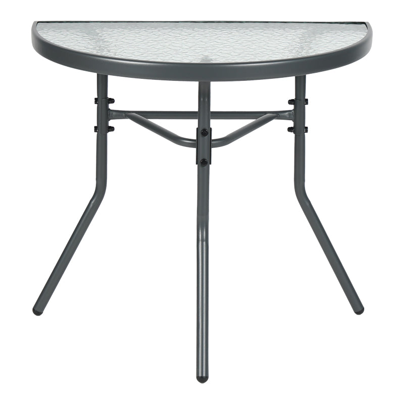 Полукръгла маса Bion стъкло-метална в тъмносив цвят 70x40x65см