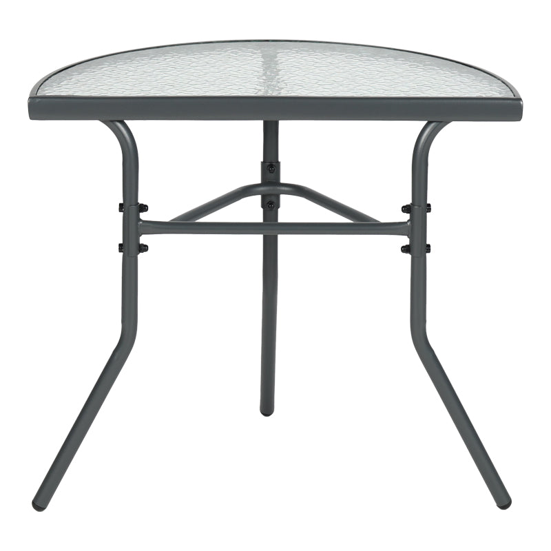 Полукръгла маса BION стъкло-метална в тъмносив цвят 70x40x65см