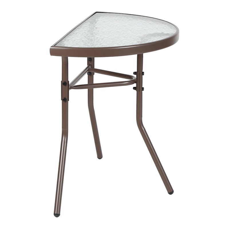 Полукръгла маса Bion стъкло-метална в кафяв цвят 70x40x65см