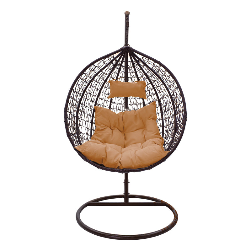 Висяща люлка ZAFERот метал-pp кафяво-възглавница бежово 106x103x200cm