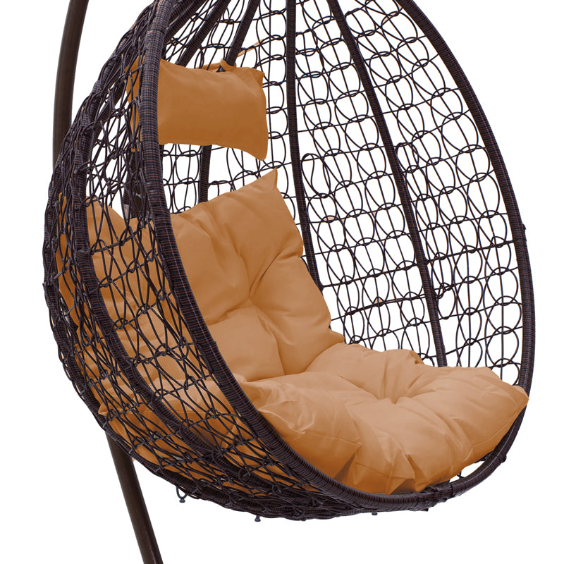 Висяща люлка ZAFERот метал-pp кафяво-възглавница бежово 106x103x200cm