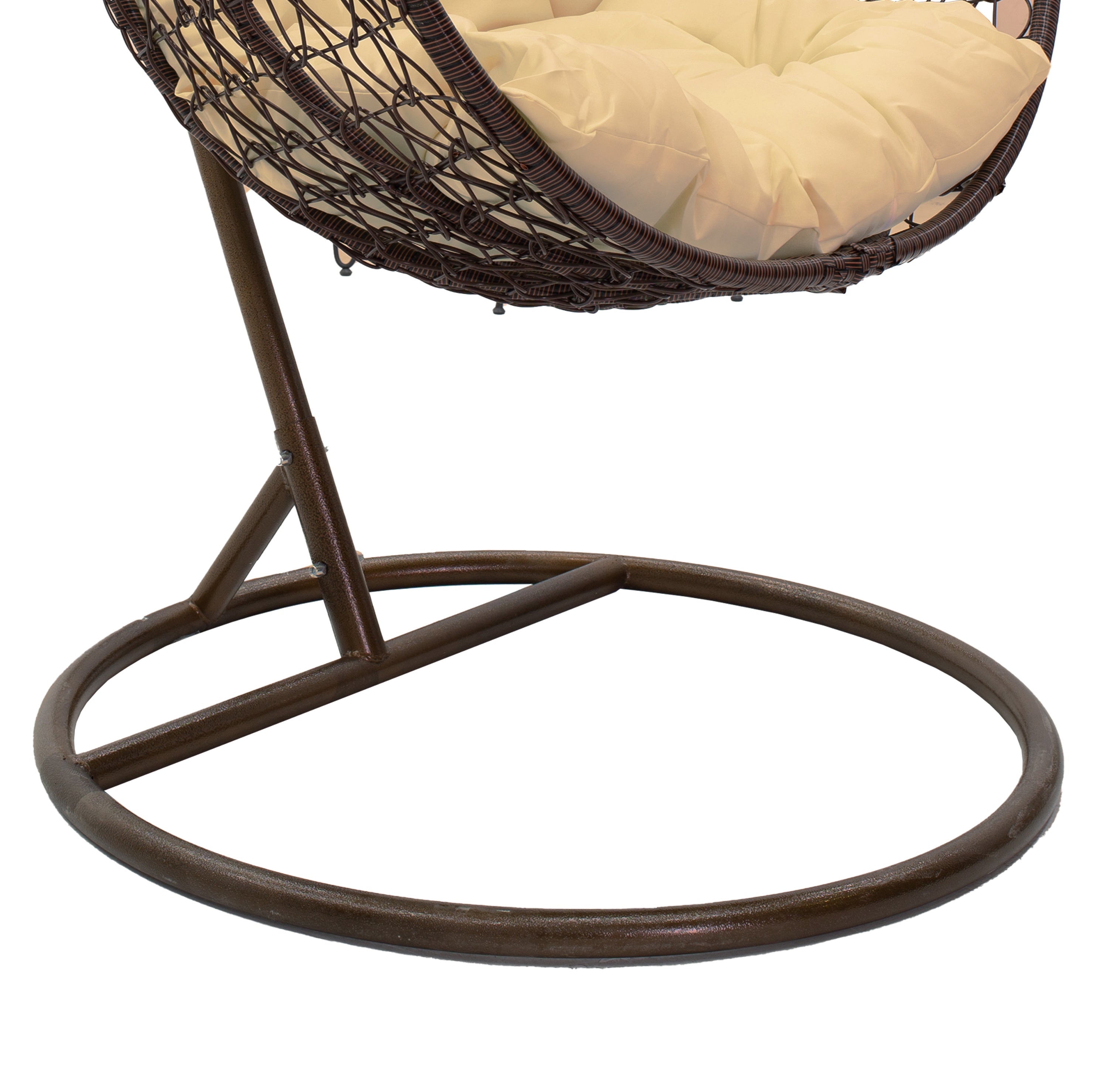 Висяща люлка ZAFERот метал-pp кафяво-възглавница бежово 106x103x200cm