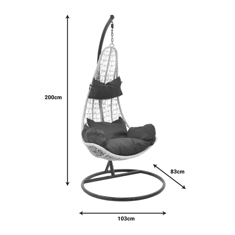 Градинска люлка Soleil висяща pp в естествен цвят и черен метал 103x83x200см