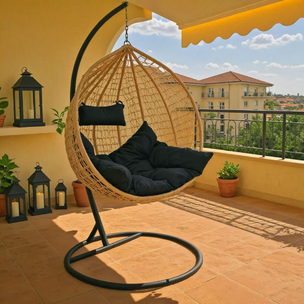 Градинска люлка ZAFER  естествен-черен цвят 106x103x200cм