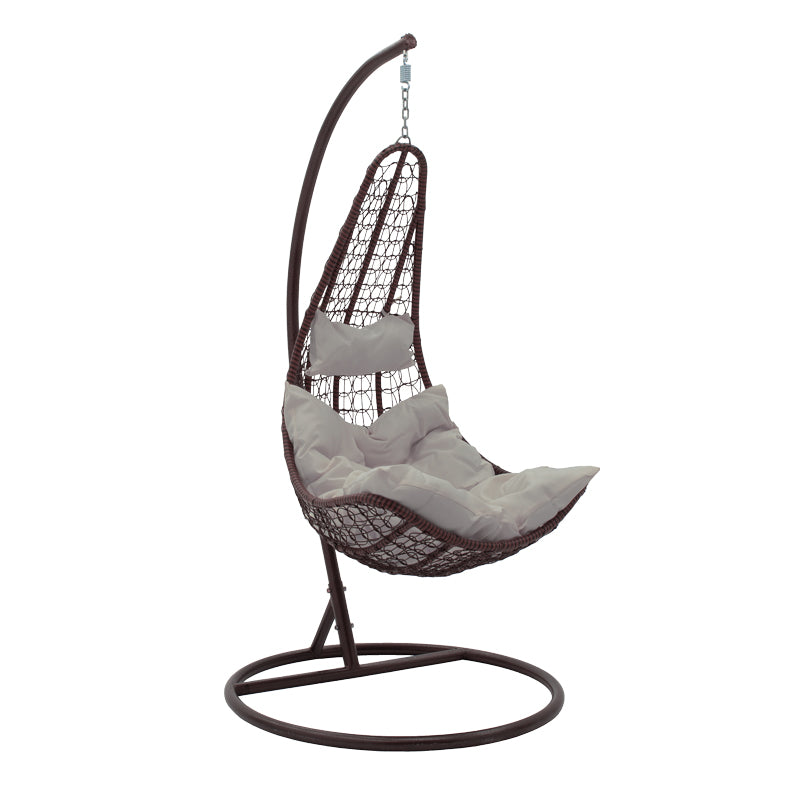 Висяща люлка soleil d, метална, кафява-полипропиленова, кафяво-бежова, възглавница 103x83x200см