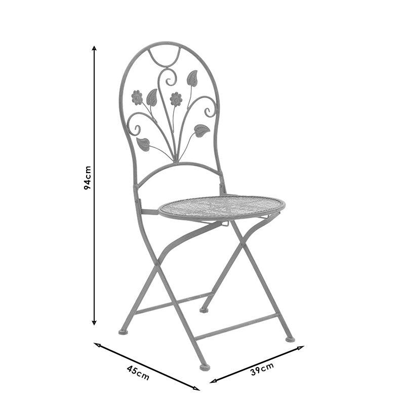 Трапезен комплект 3 бр Abriel антрацит античен метал с  маса ф60см