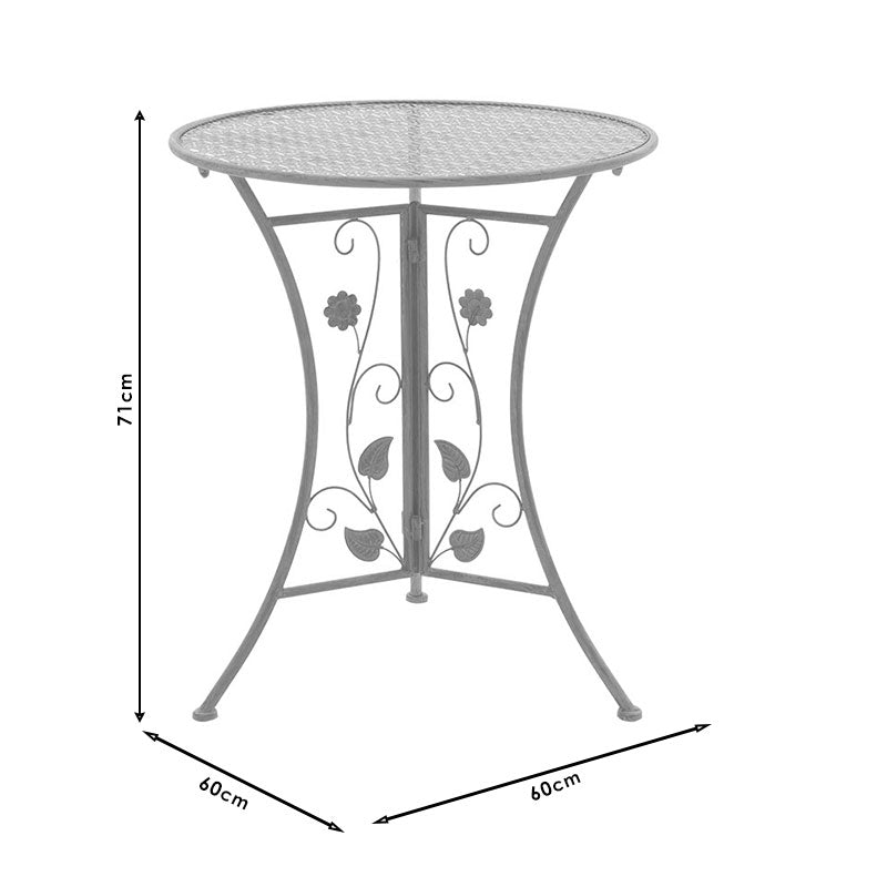 Трапезен комплект 3 бр Abriel антрацит античен метал с  маса ф60см
