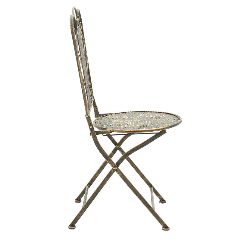 Трапезарен градински комплект 3 бр в цвят мед античен метал с маса ф 60см