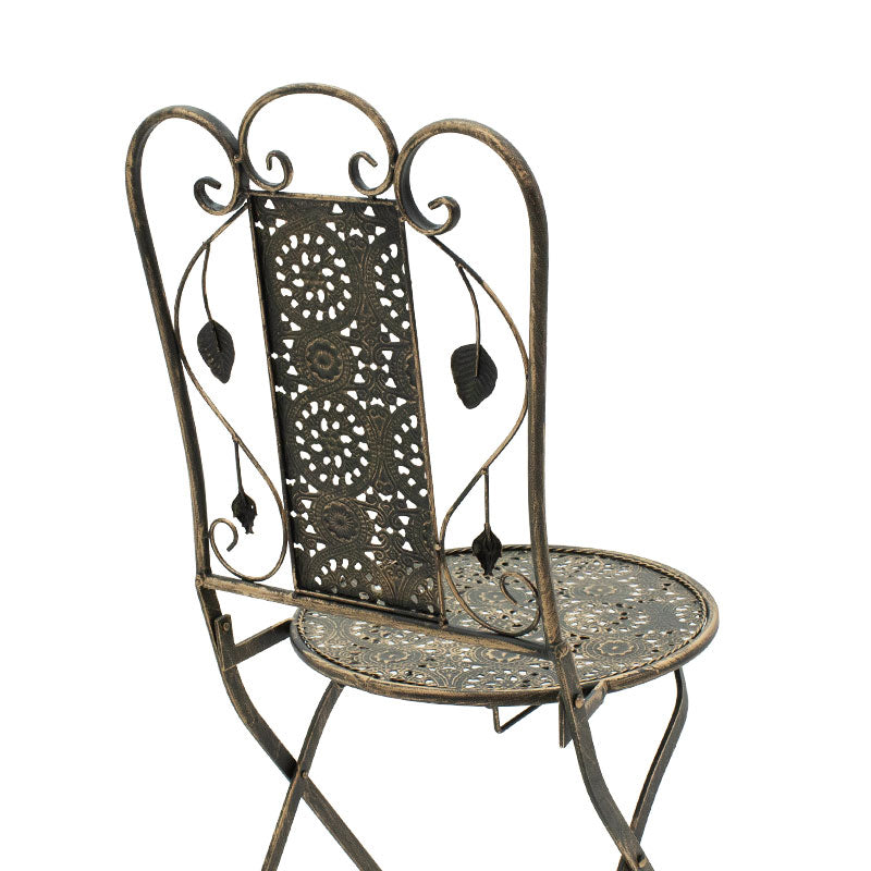 Трапезарен градински комплект 3 бр в цвят мед античен метал с маса ф 60см