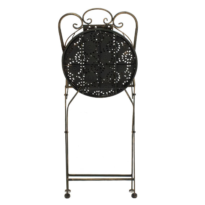 Трапезарен градински комплект 3 бр в цвят мед античен метал с маса ф 60см