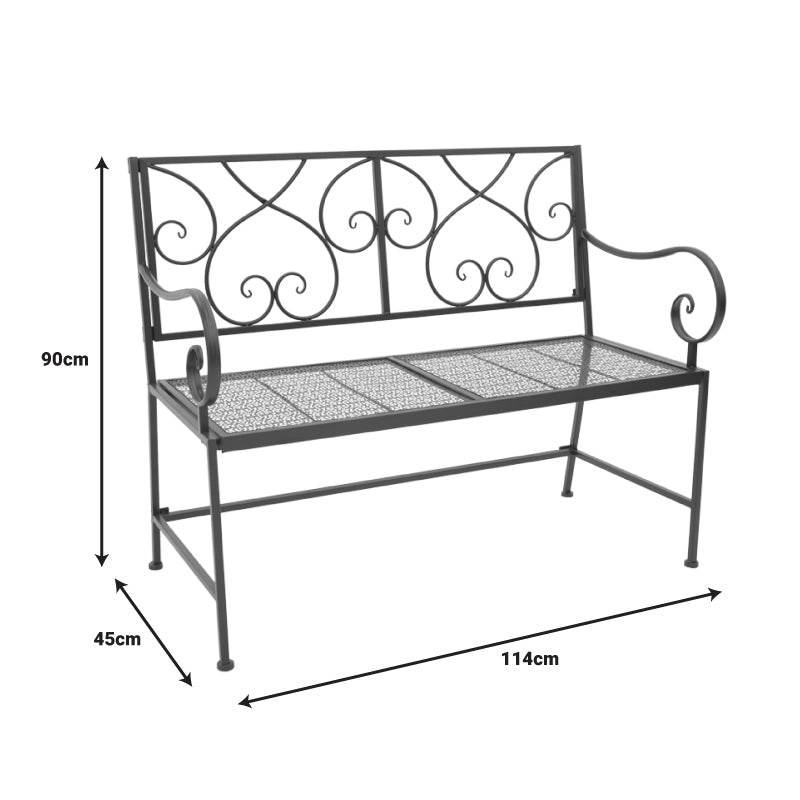 Метална пейка Cazpo в черен нюанс 114x45x90см