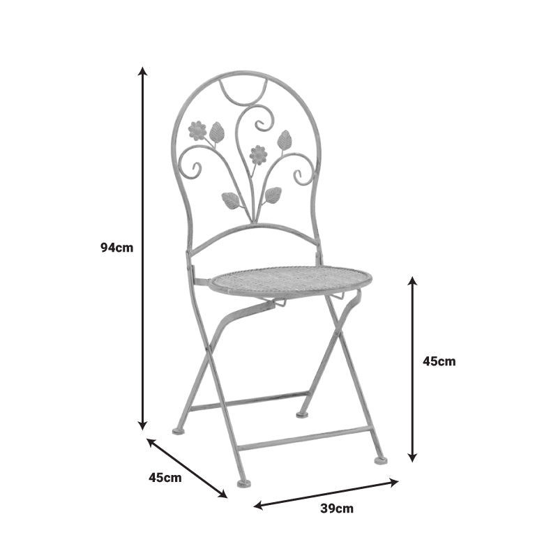 Трапезен комплект 3бр Abriel сив античен метал с маса ф60