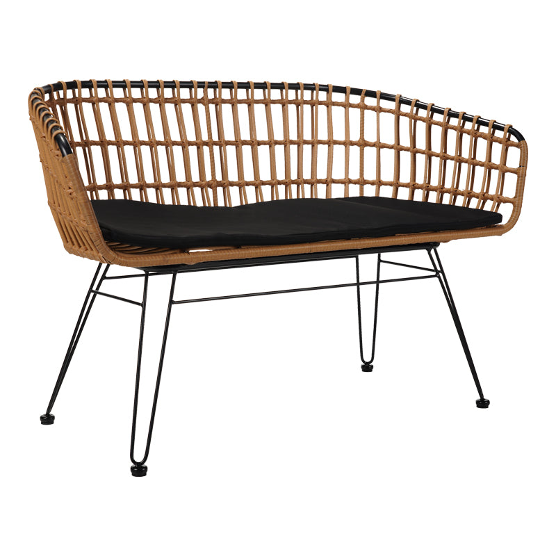 Диван 2 места  Naoki метал черен-пе естествен 120x55x79см