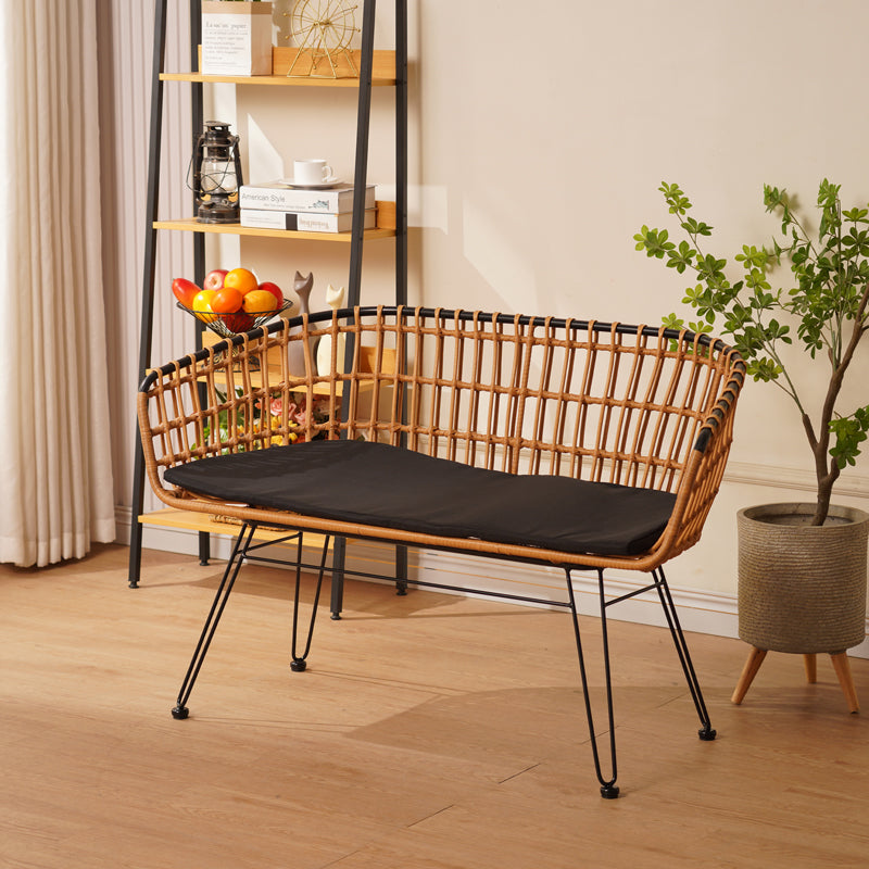 Диван 2 места  Naoki метал черен-пе естествен 120x55x79см