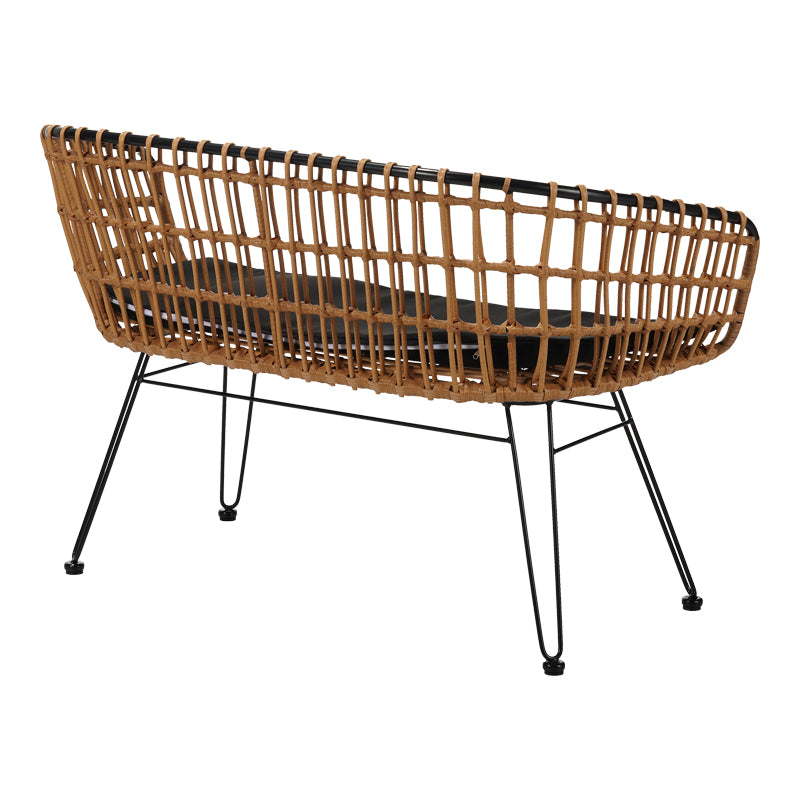 Диван 2 места  Naoki метал черен-пе естествен 120x55x79см