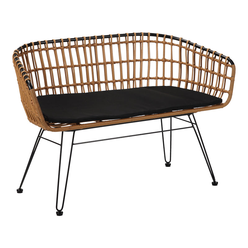 Диван 2 места  Naoki метал черен-пе естествен 120x55x79см