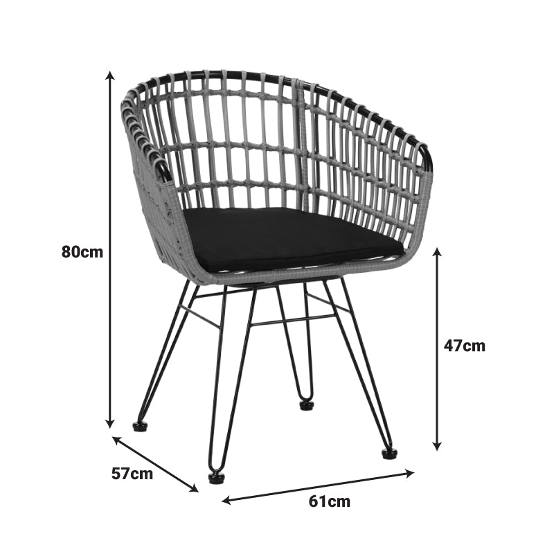 Кресло Naoki  черен метал-pe естествен
