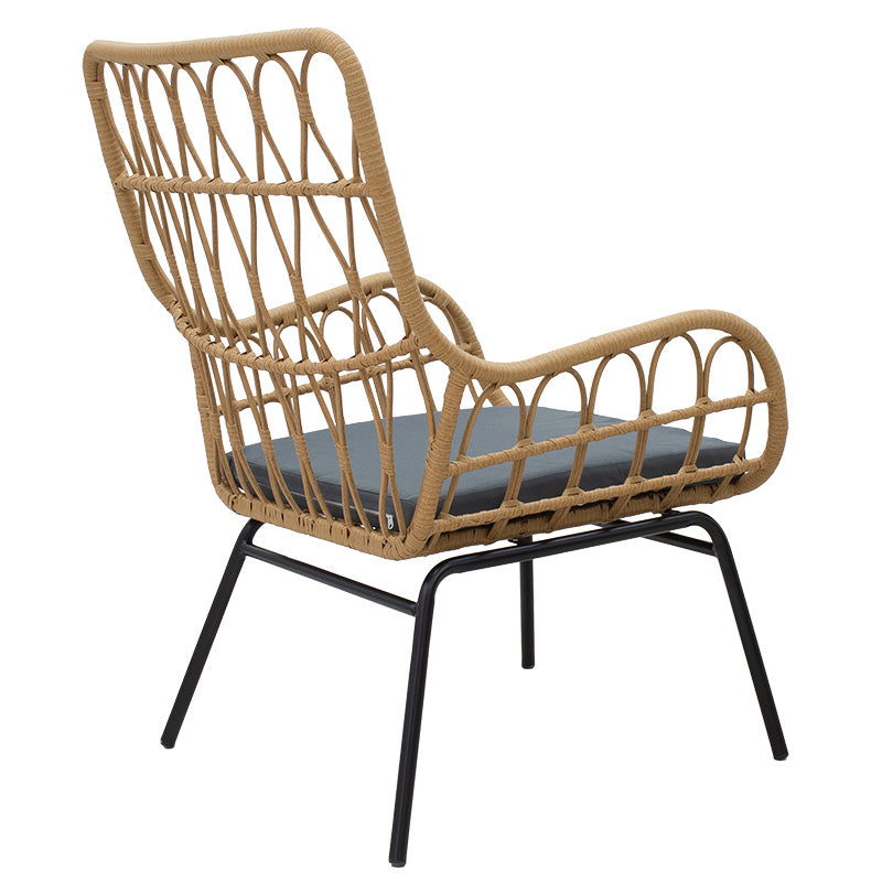 Фотьойл Naoki метал черен-пе естествен-възглавница сиво