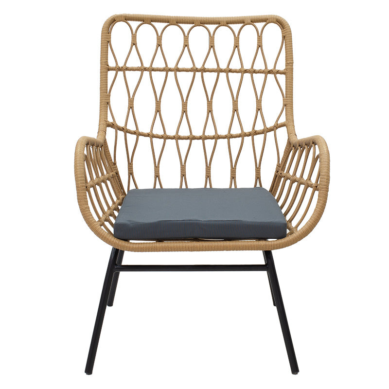 Фотьойл Naoki метал черен-пе естествен-възглавница сиво