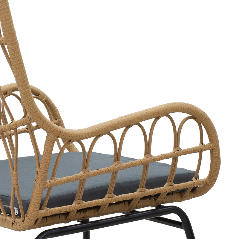 Фотьойл Naoki метал черен-пе естествен-възглавница сиво