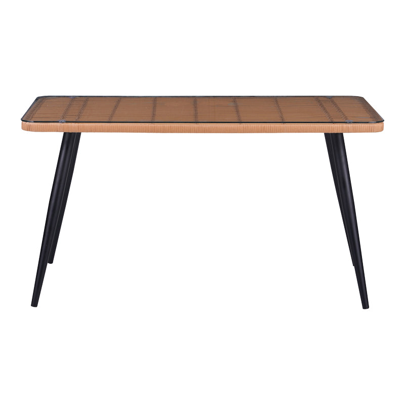 Ратанова маса Naoki  Glass-peс покритие от естествено дърво с черни крака 140x80x78cm