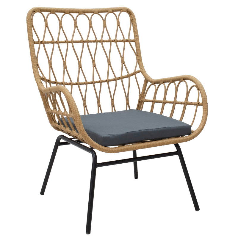 Градински комплект Naoki-Mabil комплект от 3 pe ратан в естествен цвят и черен метал