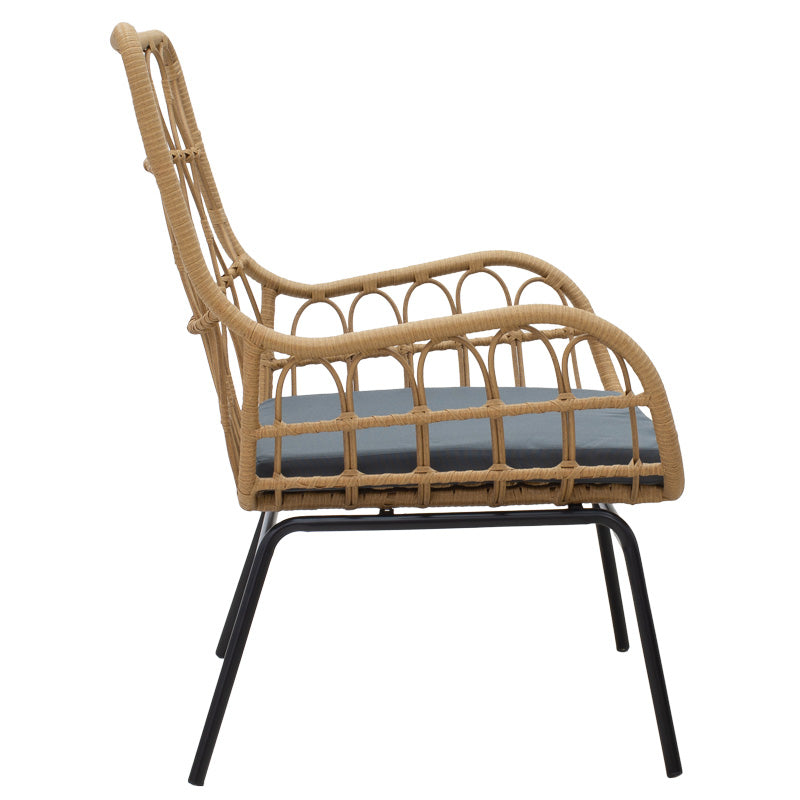 Градински комплект Naoki-Mabil комплект от 3 pe ратан в естествен цвят и черен метал